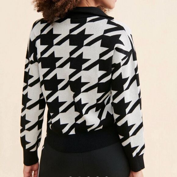 ANTHROPOLOGIE | houndstooth quarter zip sweat | Vigoss | new nwt | large - Picture 6 of 13